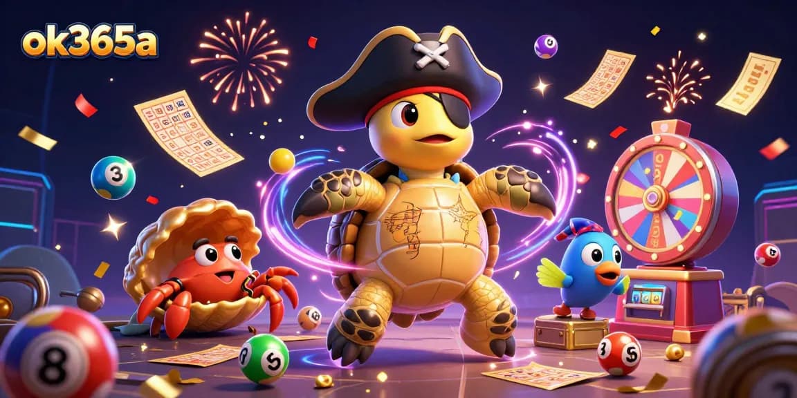 Engage in exciting gameplay with ok365a's vibrant scene featuring a cartoon turtle and treasure.