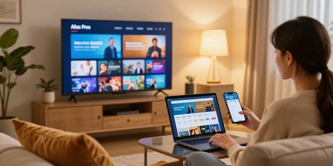 Discover the Atlas Pro IPTV streaming options on modern smart TV.