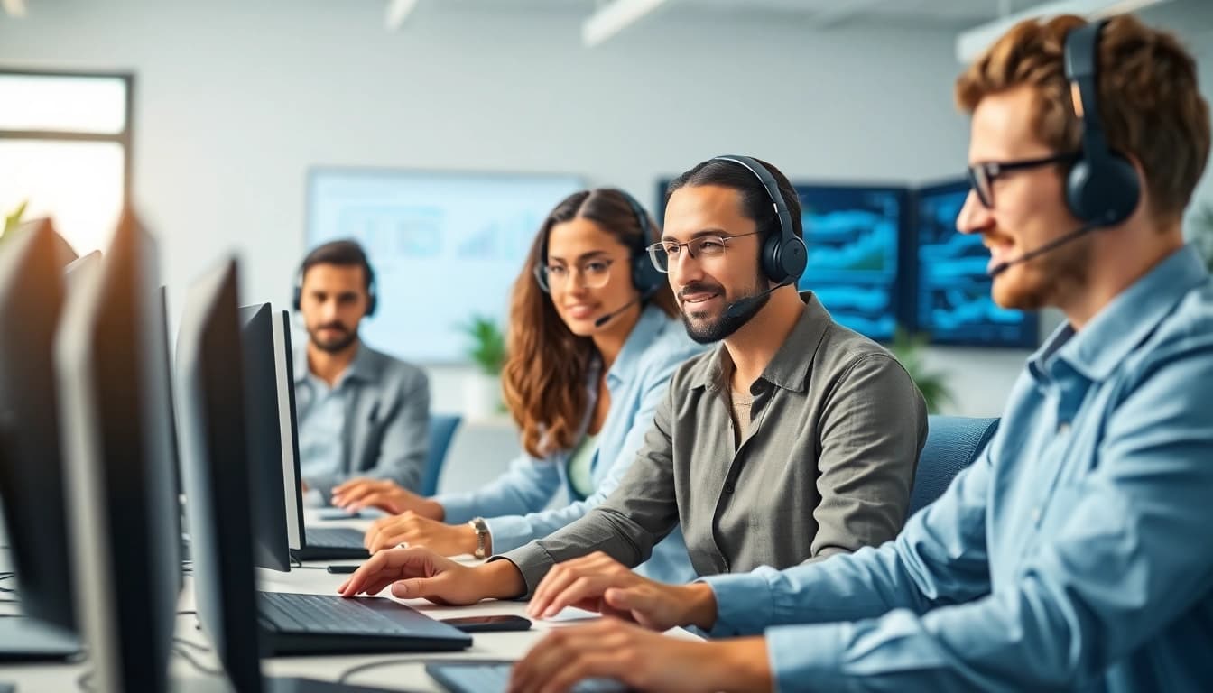 Engaged IT support team showcasing business it support services in a modern office setting.