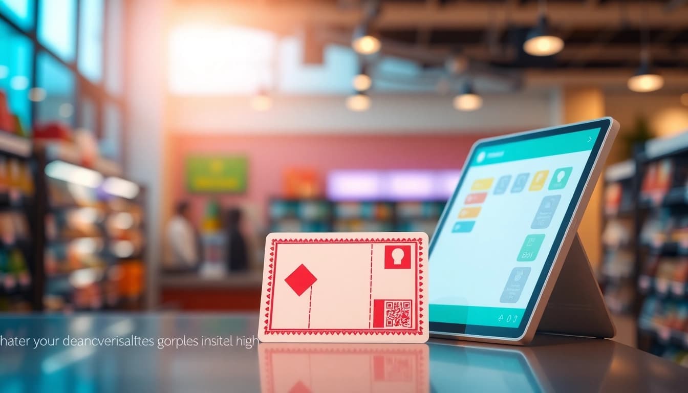 Collect rewards effortlessly with stampezee's digital stamp cards in a vibrant retail setting.