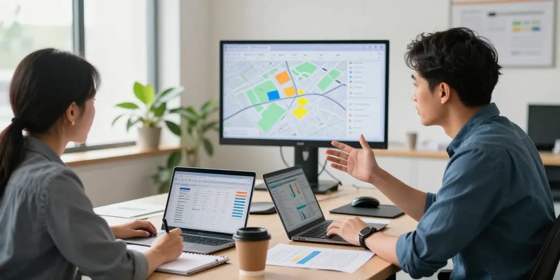 Operators discussing strategies while utilizing an AI receptionist for small business in a modern workspace.