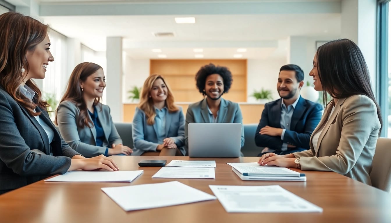 temp agencies facilitate collaboration between job seekers and consultants in a modern office setting