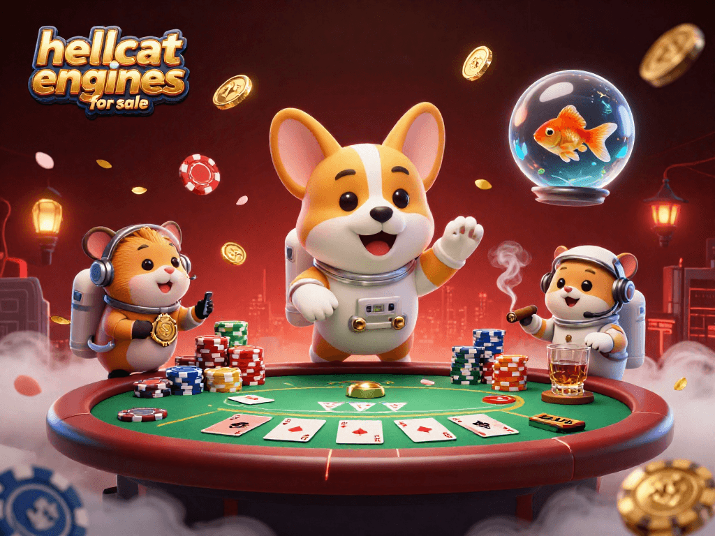 Engage with hellcat engines for sale amidst a vibrant space casino with dynamic gaming elements.