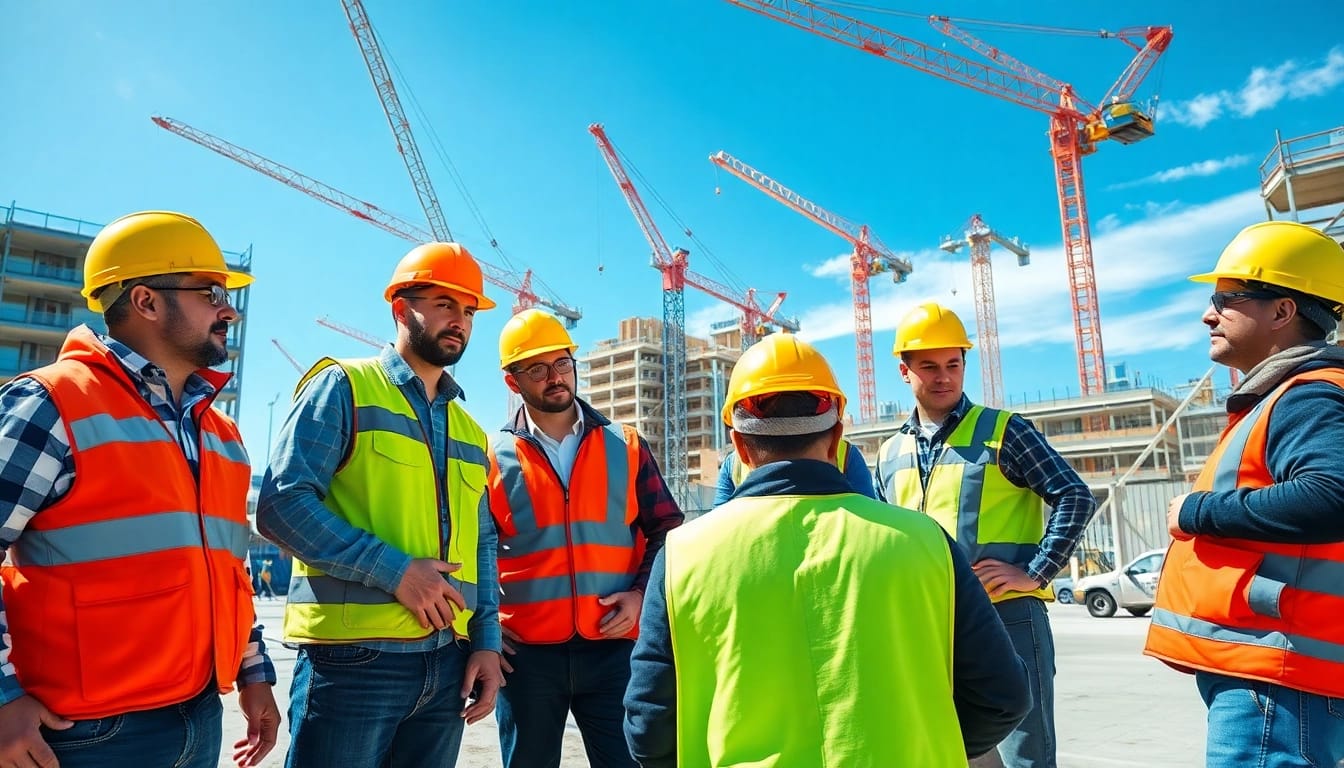 Engaging professionals from a construction association denver working collaboratively at a Denver job site.