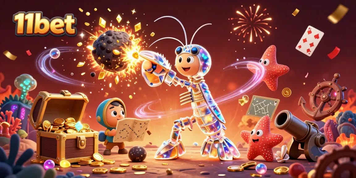 Engage with 11bet's galactic samurai mantis shrimp in an explosive 3D casino adventure