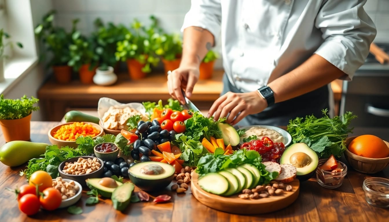 Creating a vibrant hormone balance diet with fresh whole foods and healthy ingredients.