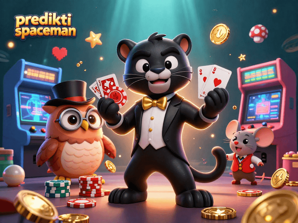 Enhance your gaming experience with prediksi spaceman, a vibrant illustration featuring characters in an exciting casino environment.
