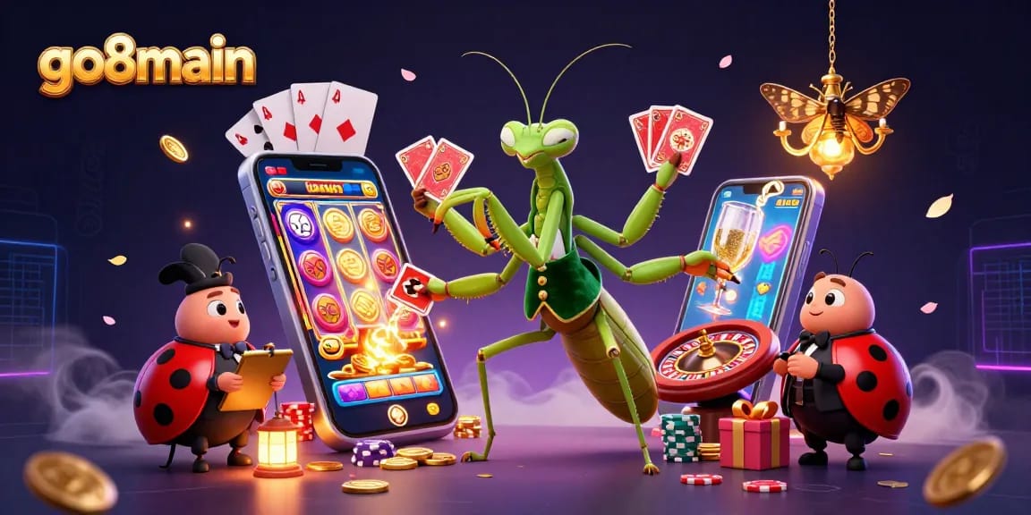 Enjoy thrilling games at go8main with a lively casino atmosphere featuring a unique praying mantis dealer.