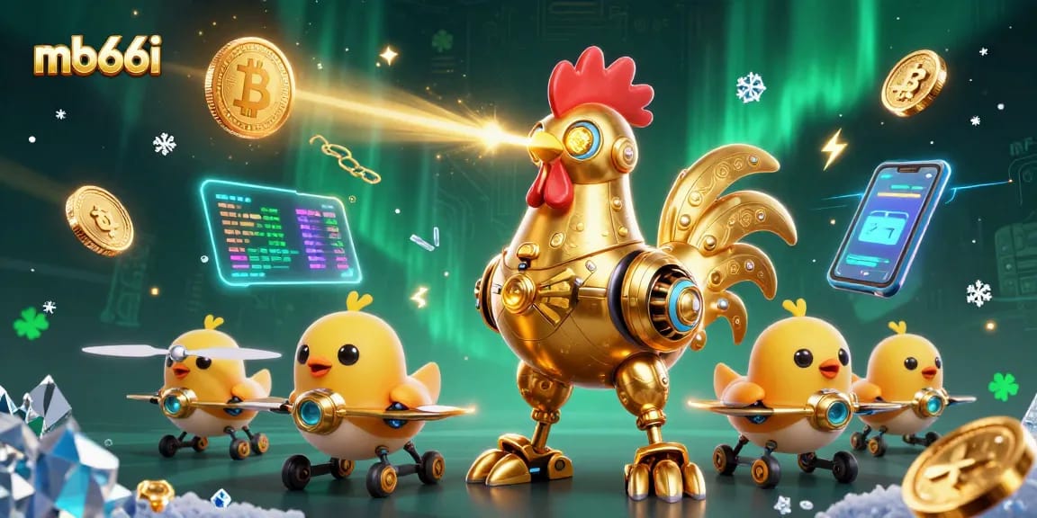 Experience the thrill of mb66i with golden rooster robot and crypto gaming elements!
