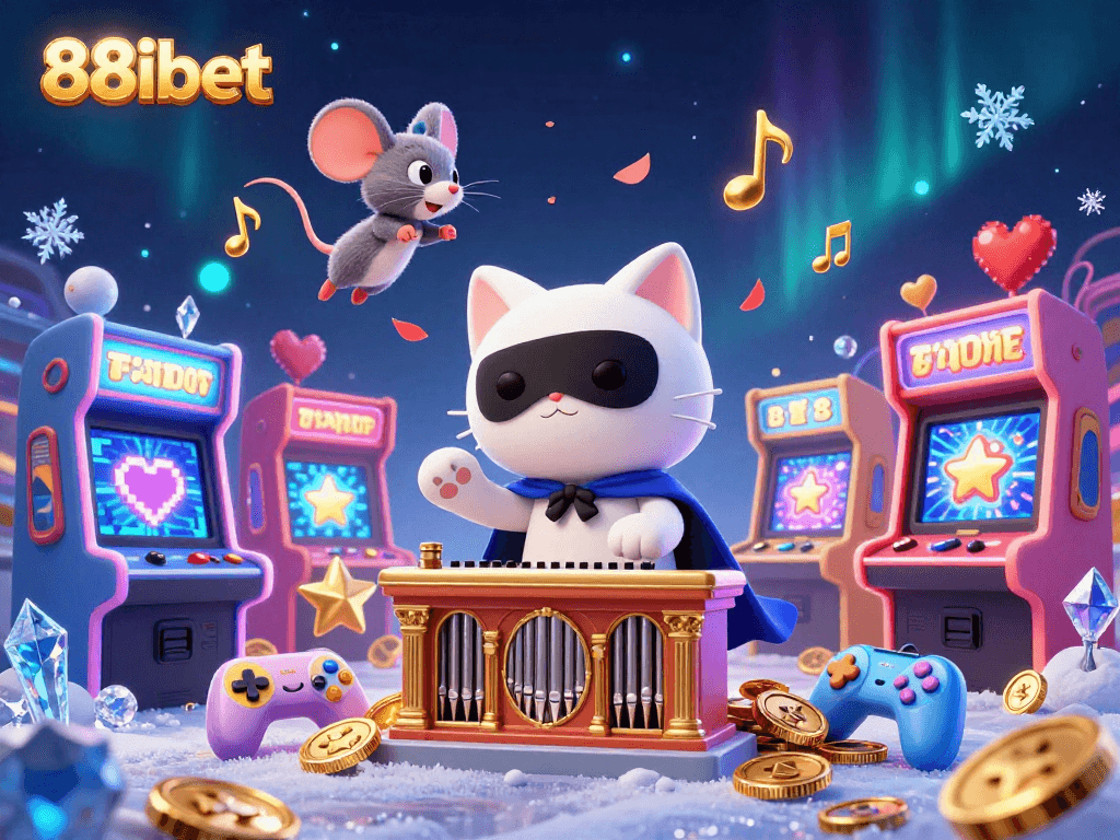 Engage with 88ibet's vibrant casino adventure featuring a mesmerizing cat and acrobat in a dynamic gaming scene.