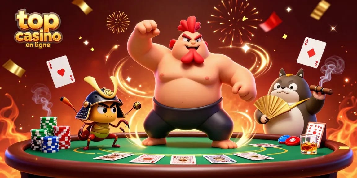Vivez l'excitation au top casino en ligne avec une illustration dynamique de combats de jeu.