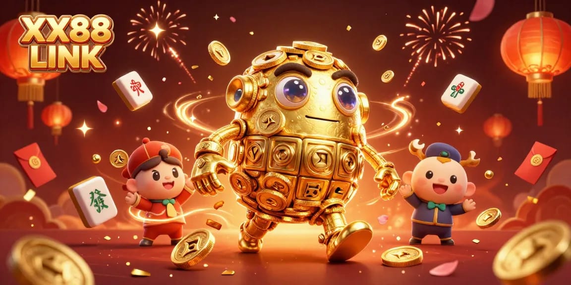 Experience the thrill of winning with XX88 LINK featuring a golden golem and dynamic casino elements.