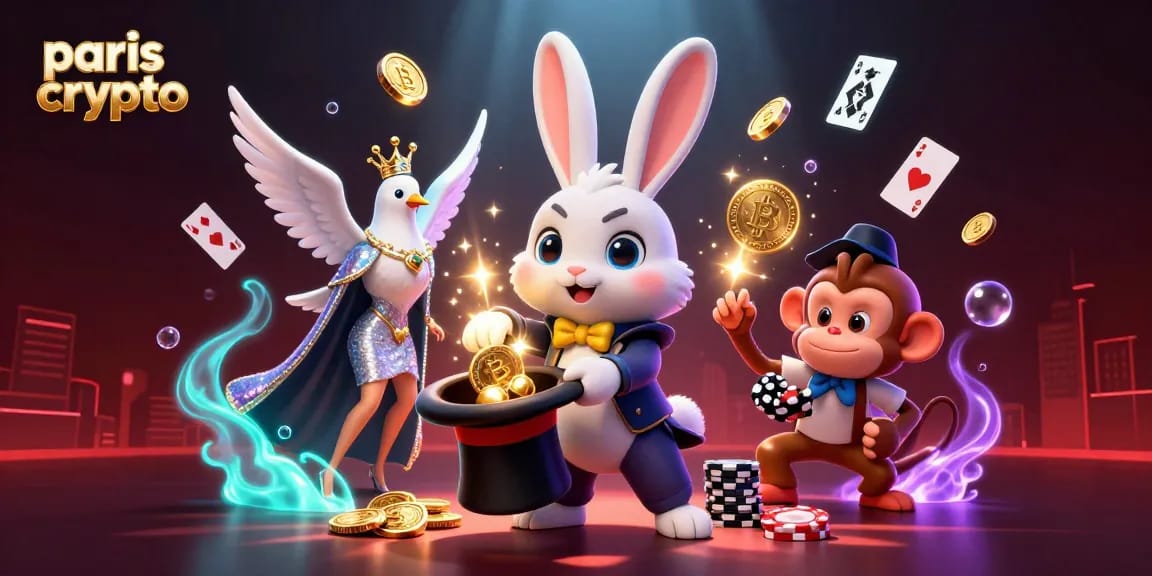 Les paris crypto font briller les pièces d'or dans une illustration dynamique de casino.