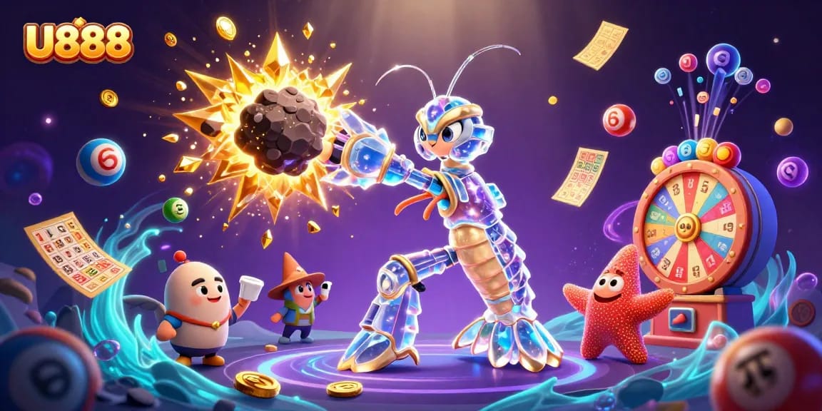 Experience thrills at U888 with vibrant 3D illustrations of galactic samurai and nautical adventures.