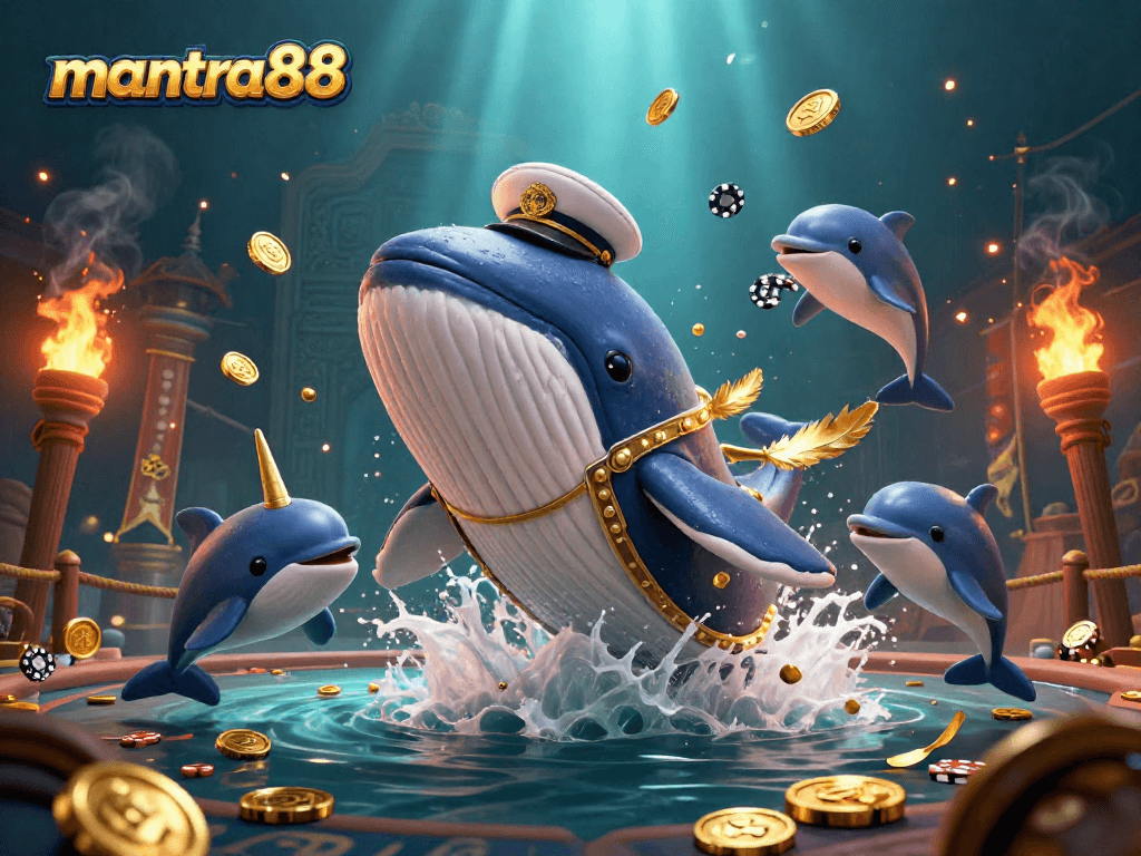 Play and win at mantra88 with a vibrant, action-packed casino scene featuring 3D characters.