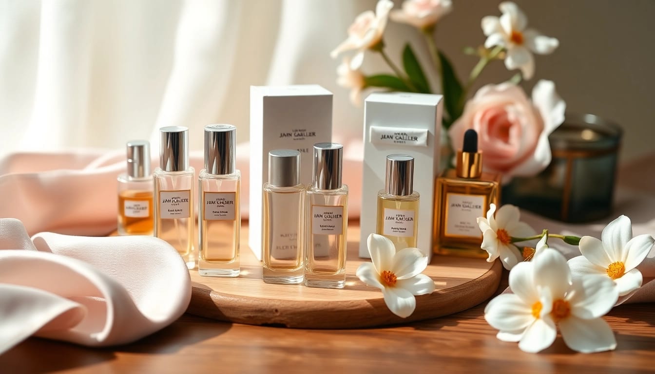 Experience the elegance of Jean Paul Gaultier sample fragrances in a sophisticated setting.