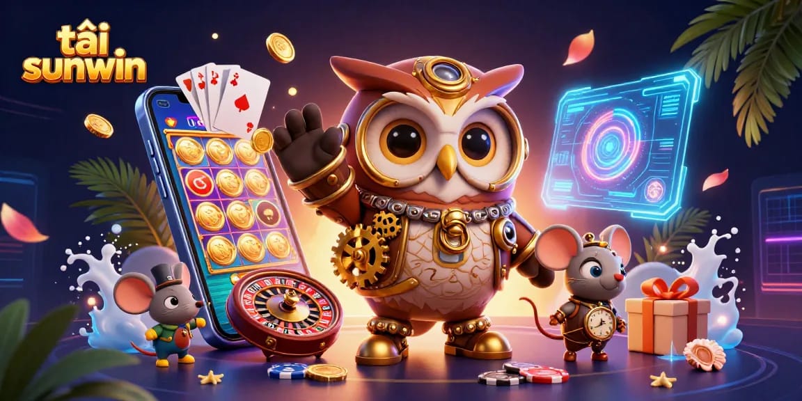 Play slots and win big with tải sunwin featured in an exciting 3D casino scene.