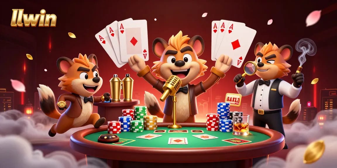 Experience fun at llwin's lively casino scene with hyenas entertaining and gambling.