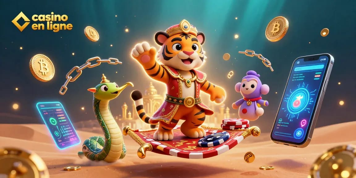 Jouez à des jeux de casino en ligne avec le sultan tigre et des éléments NFT vibrants.