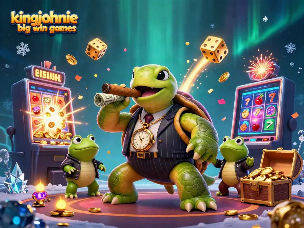 Experience the excitement of kingjohnnie big win games with this vibrant 3D casino illustration.