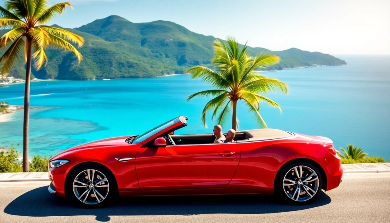 Experience the luxury of convertible car rental St Barts with a stunning island backdrop.