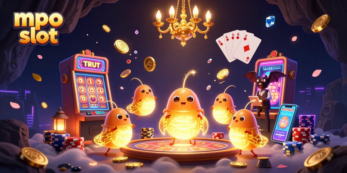 Engage with exciting mpo slot action in this vibrant cave casino illustration.