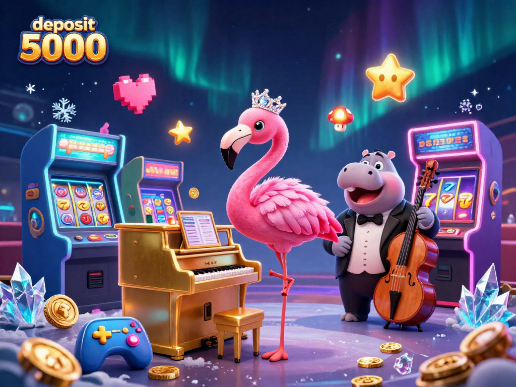 Experience excitement as you deposit 5000 at this vibrant casino scene filled with fun game elements.