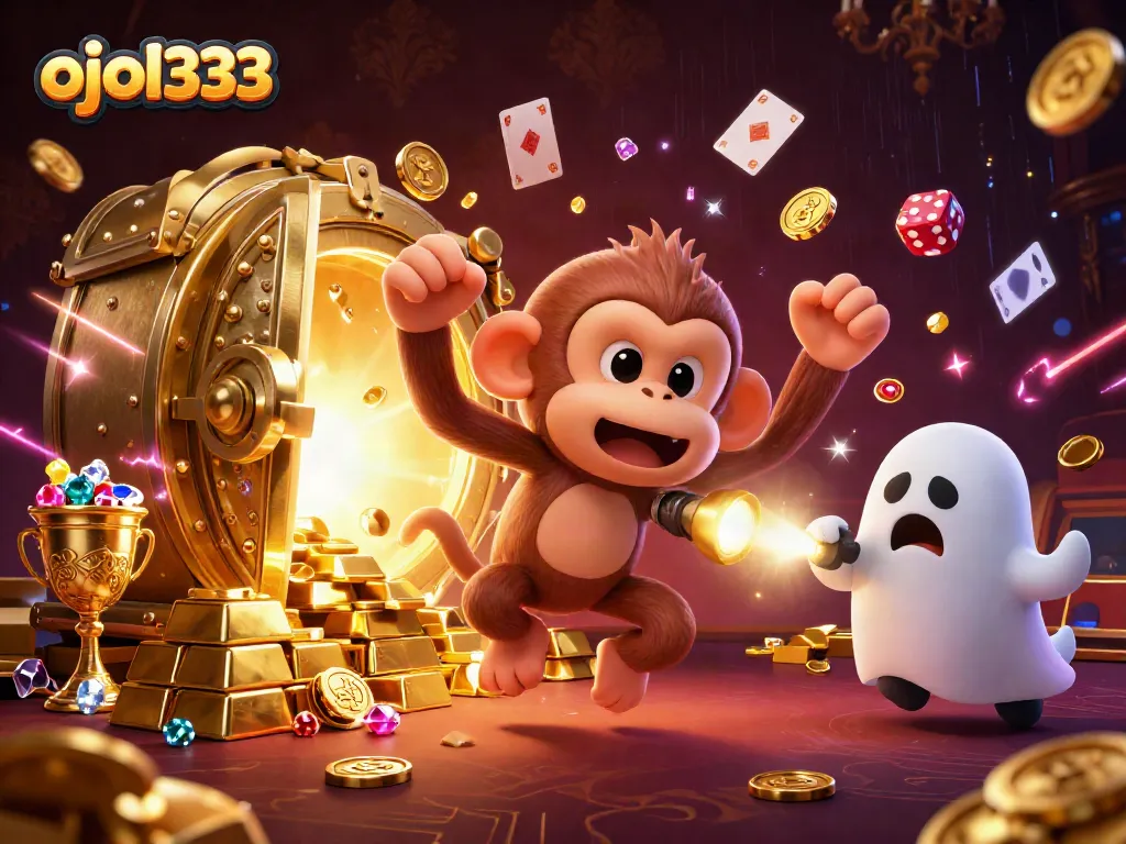 Experience the thrill of ojol333 with immersive gaming action in a haunted casino scene.