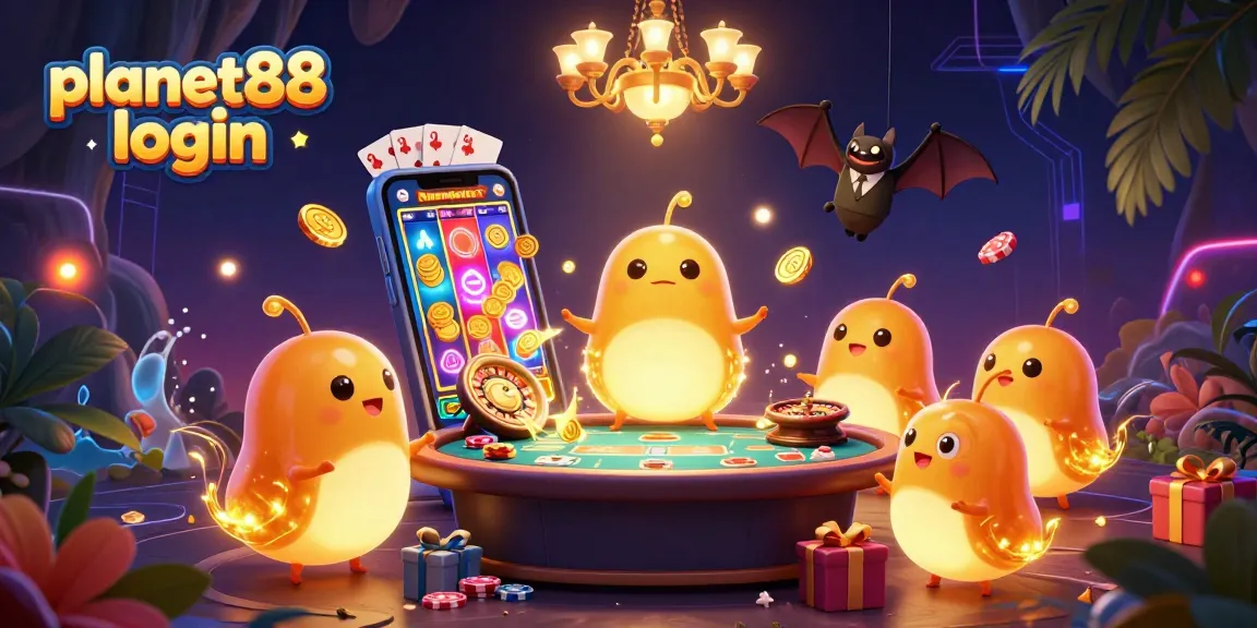 Engage with immersive gameplay at planet88 login as glowing creatures illuminate the vibrant casino scene.