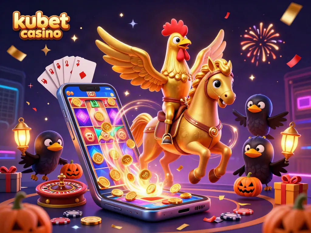 Experience thrilling moments at kubet casino with golden rooster in action amidst dazzling casino elements.