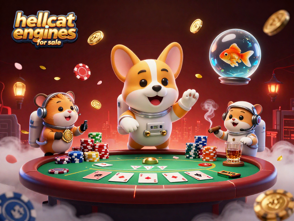 Engage with hellcat engines for sale amidst a vibrant space casino with dynamic gaming elements.