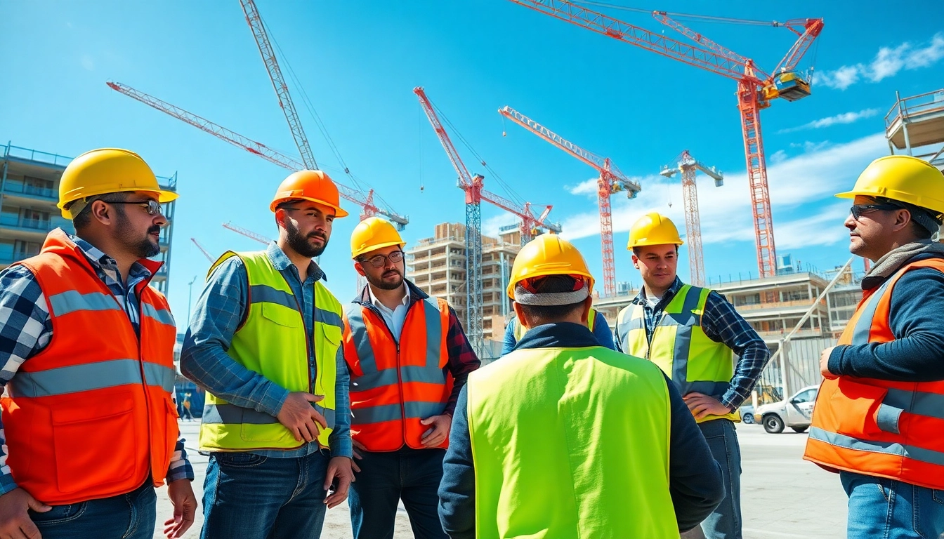 Engaging professionals from a construction association denver working collaboratively at a Denver job site.