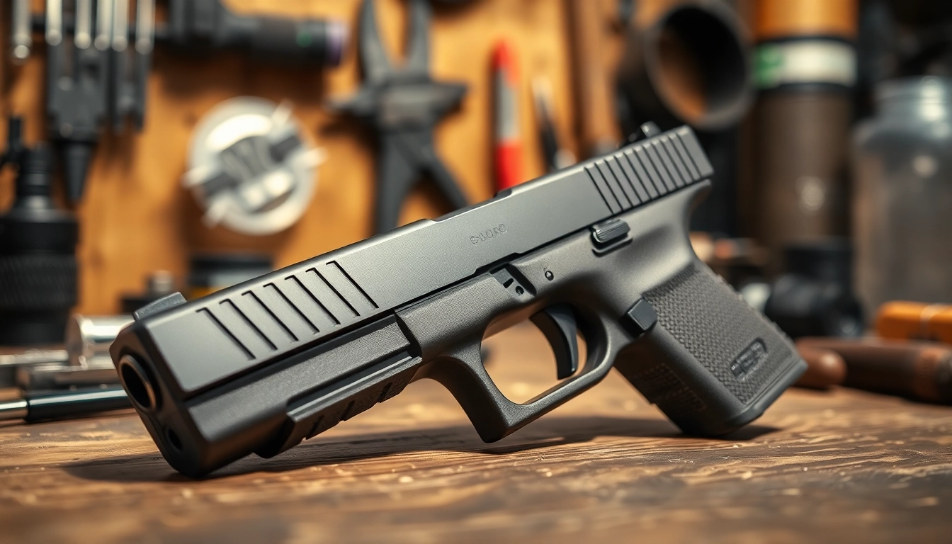 Detailed Glock 17 slide showcasing precision craftsmanship and metal texture.