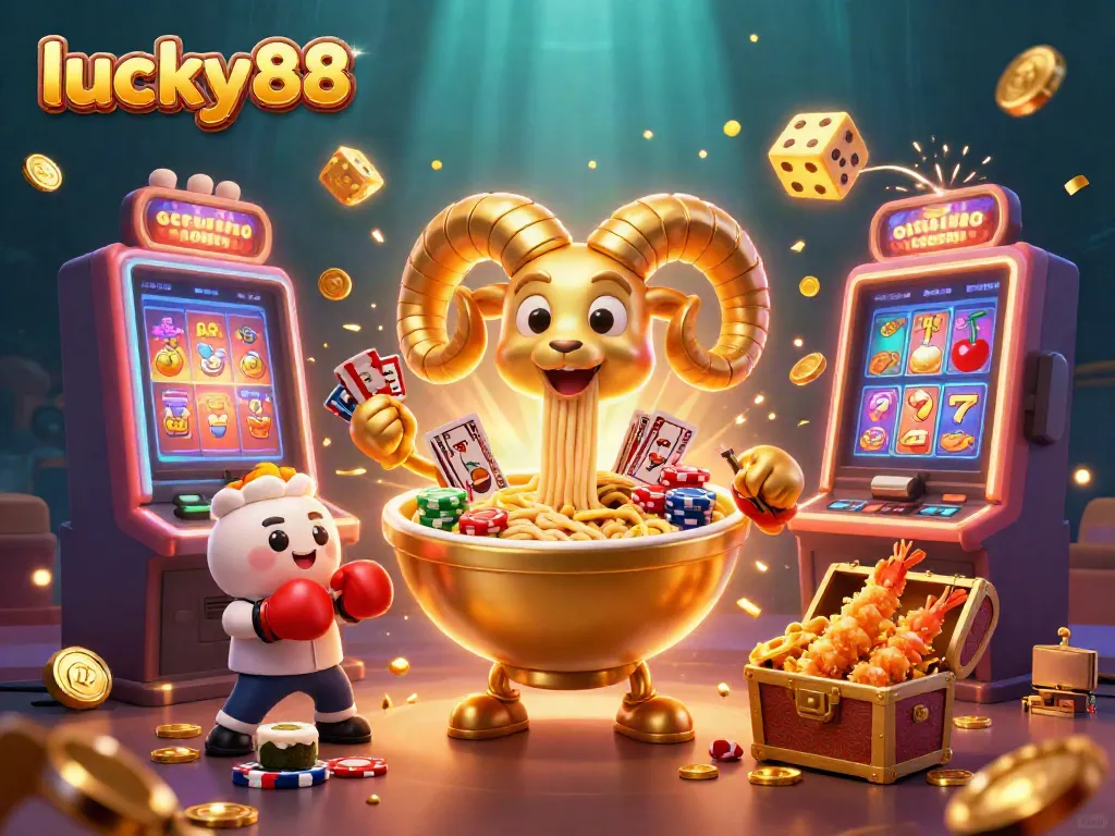 Experience lucky88's thrilling casino atmosphere with a vibrant 3D casino scene featuring dynamic characters.