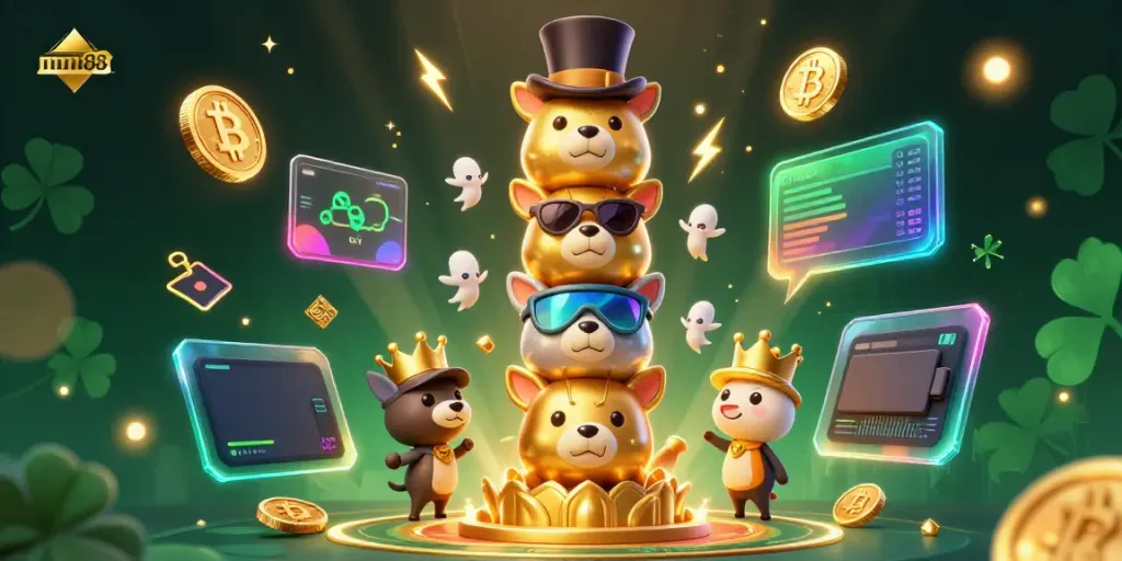 Bet on mm88 with a memorable 3D illustration showcasing a golden totem and crypto elements.