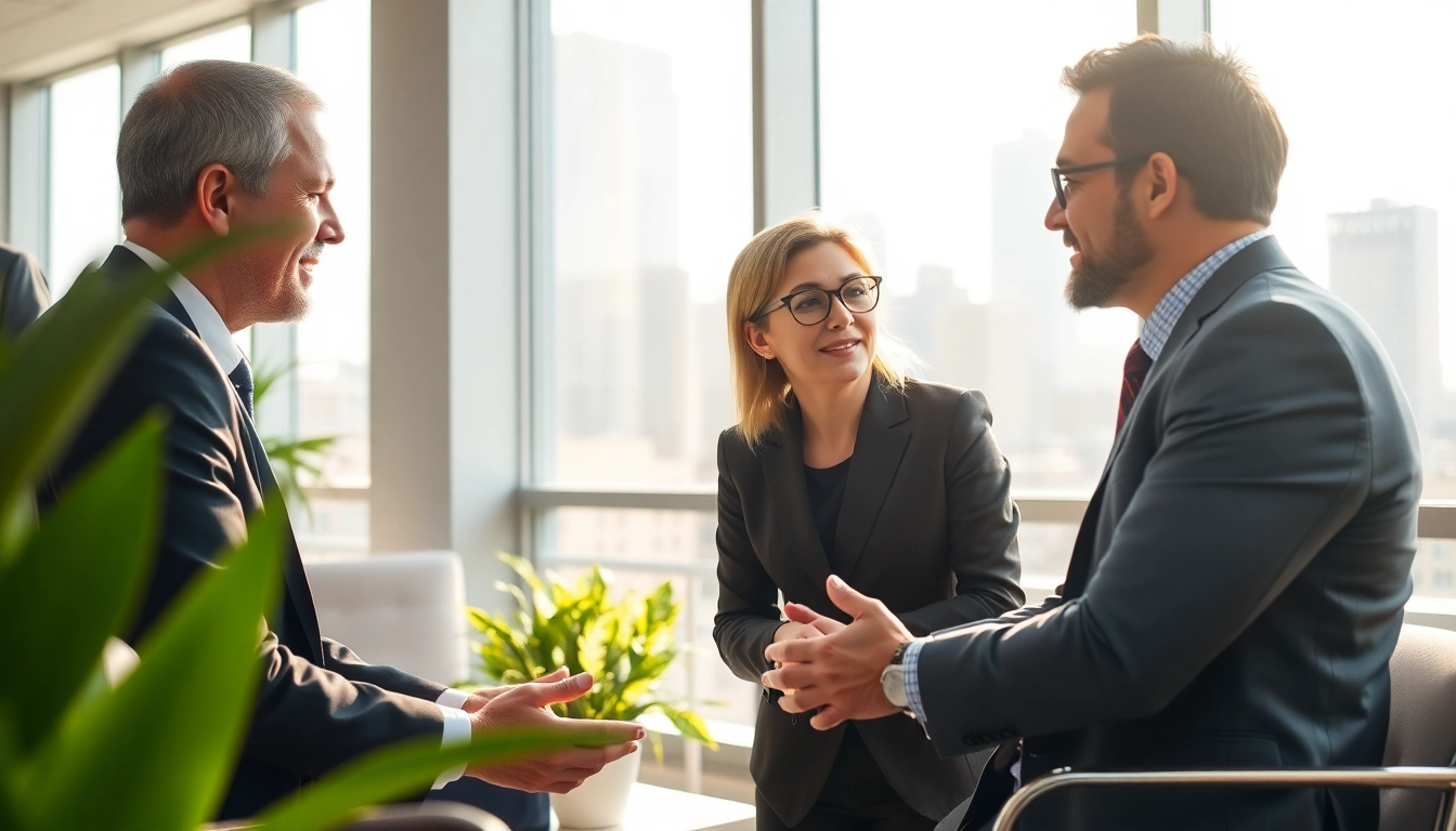 Life insurance broker near me assisting a client in a professional setting to establish trust and connection.