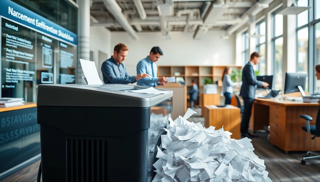 Engaged team performing secure on-site shredding Cleveland in a modern office setup.
