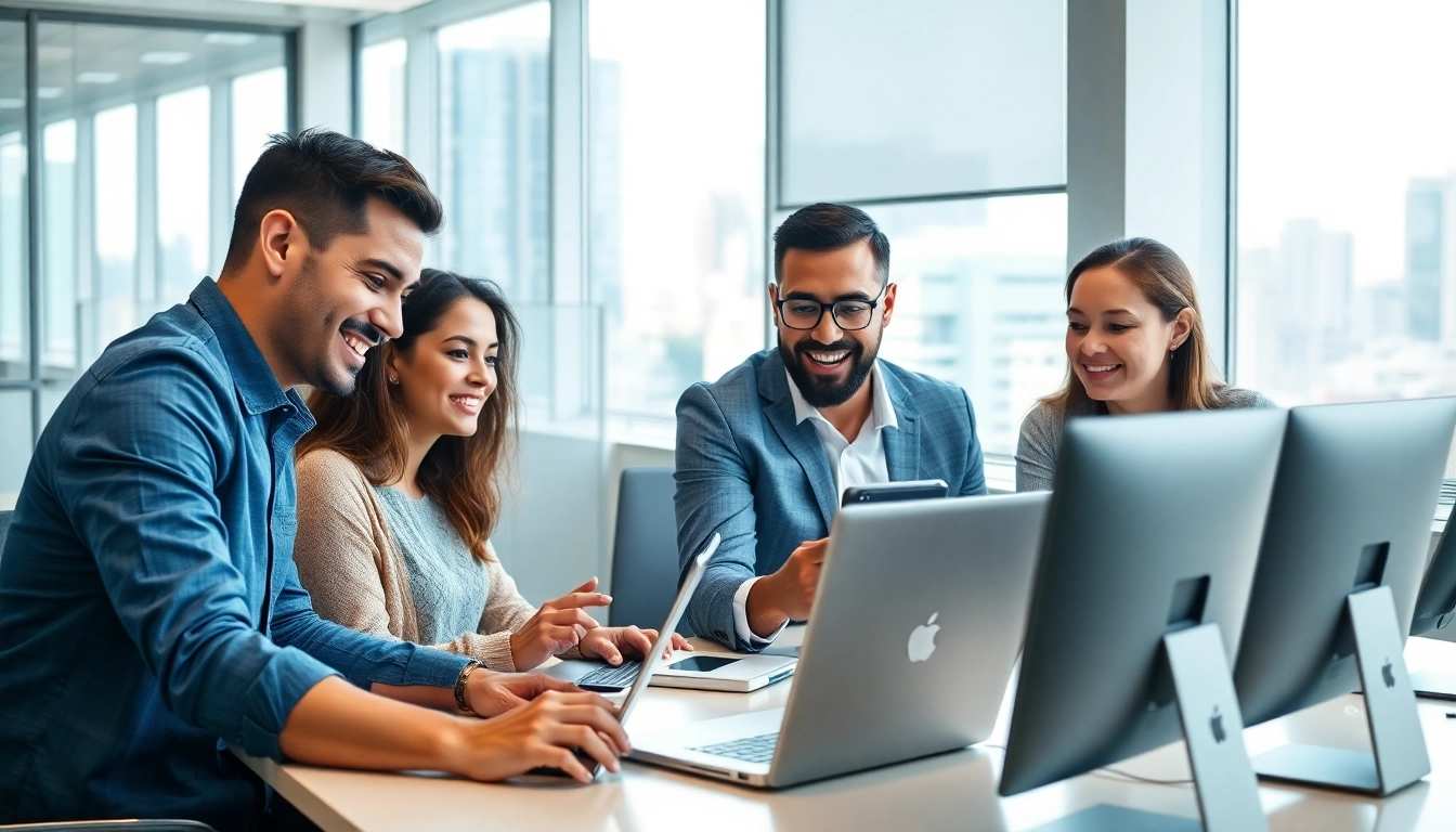 Engaging professionals collaborate on 02 login business in a modern office environment.