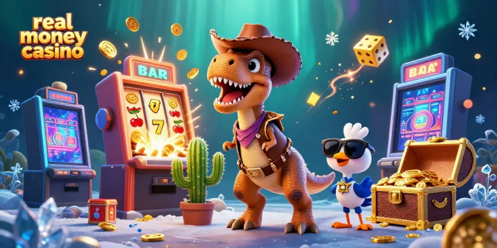 Experience the thrill of a real money casino with vibrant characters and spectacular gaming elements.