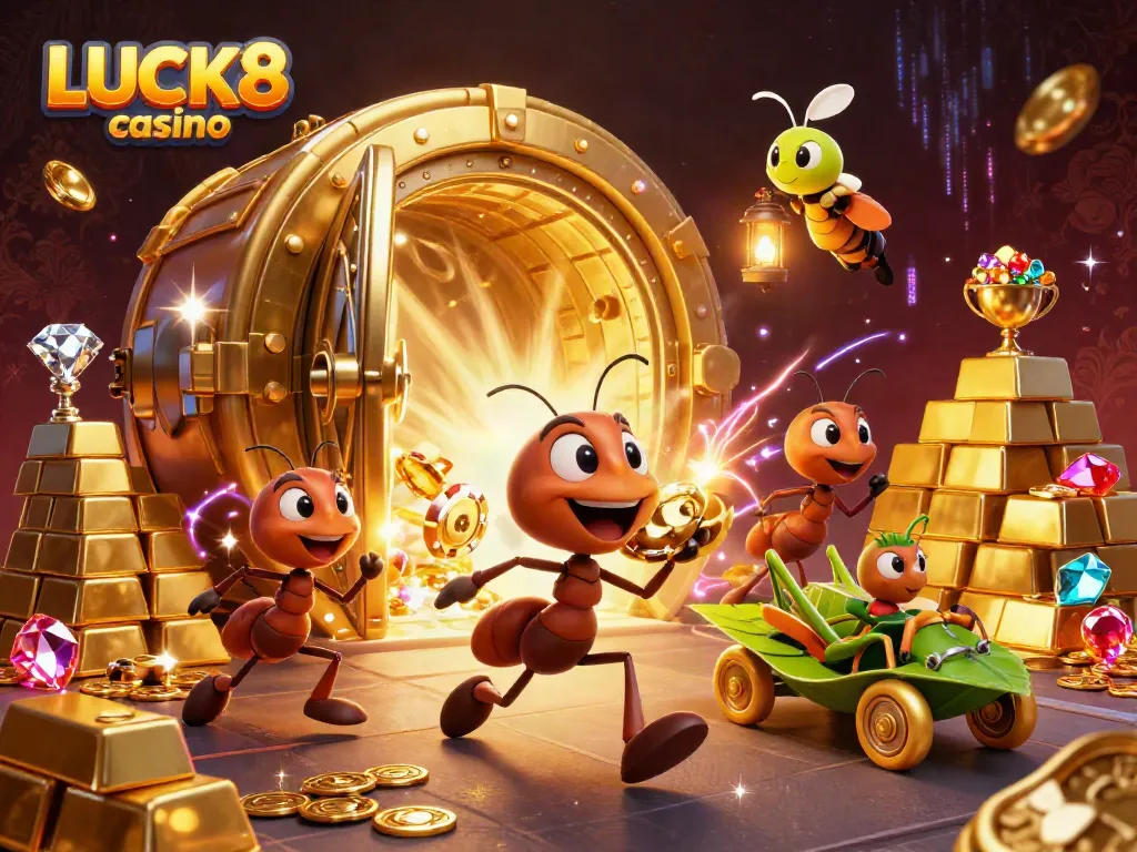 Experience LUCK8 casino as a team of cartoon ants embark on a thrilling heist for massive rewards.